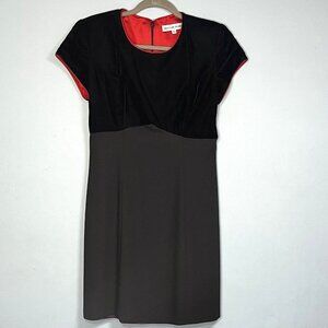 Black Velvet Two-Tone Dress Womens 10 Gothic Cocktail Cap‎ Sleeve Retro Vamp